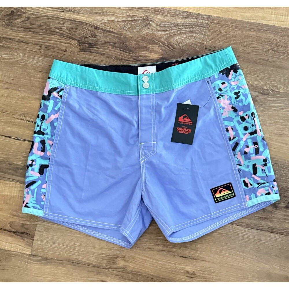 80s 90s Surf Board Shorts Size Large Quiksilver X Stranger Things NWT Retro